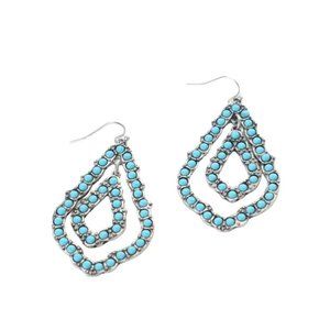 Turquoise Arabian Teardrop Moroccan Layered Earrings